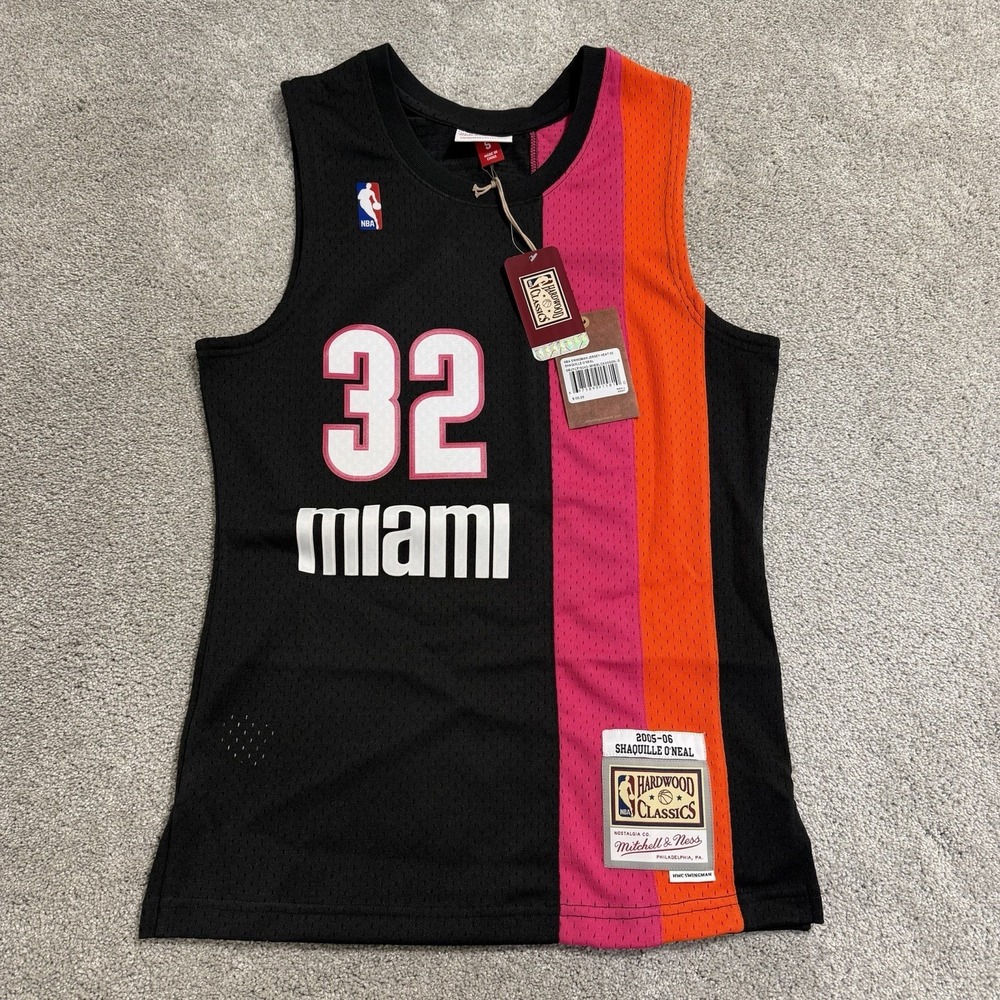 Mitchell & Ness Shaquille O'Neal Miami Heat Jersey Mens S Black 2005-06 Shaq NBA